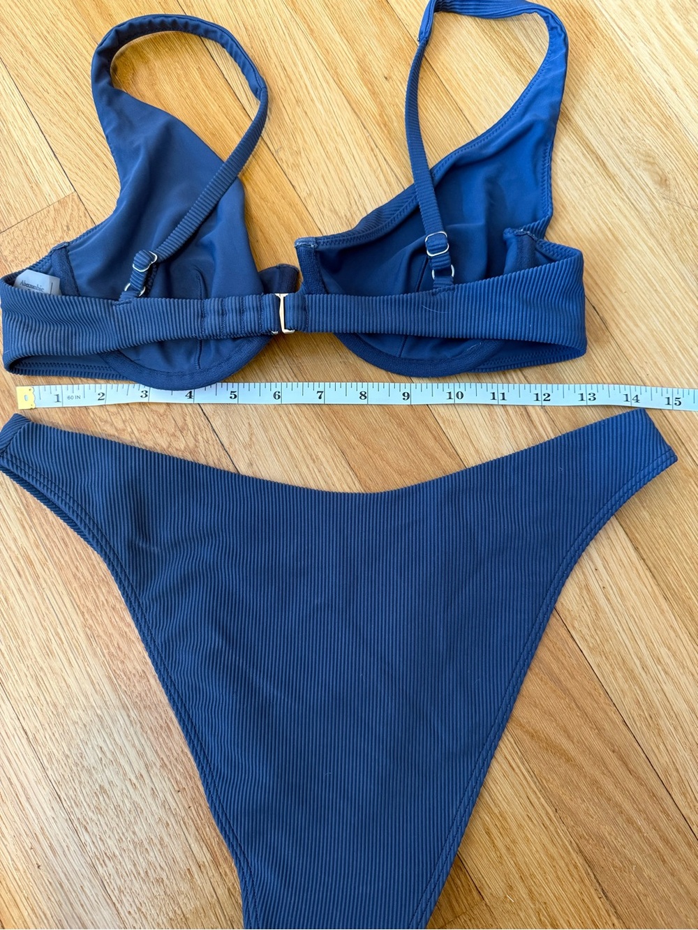 Abercrombie & Fitch Ribbed Dark Blue Underwire Bikini Set - Picture 6 of 8